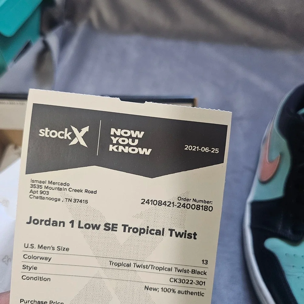 Air Jordan 1 Low SE Tropical‎ Twist Mens 13 Black Turquoise - Picture 9 of 10